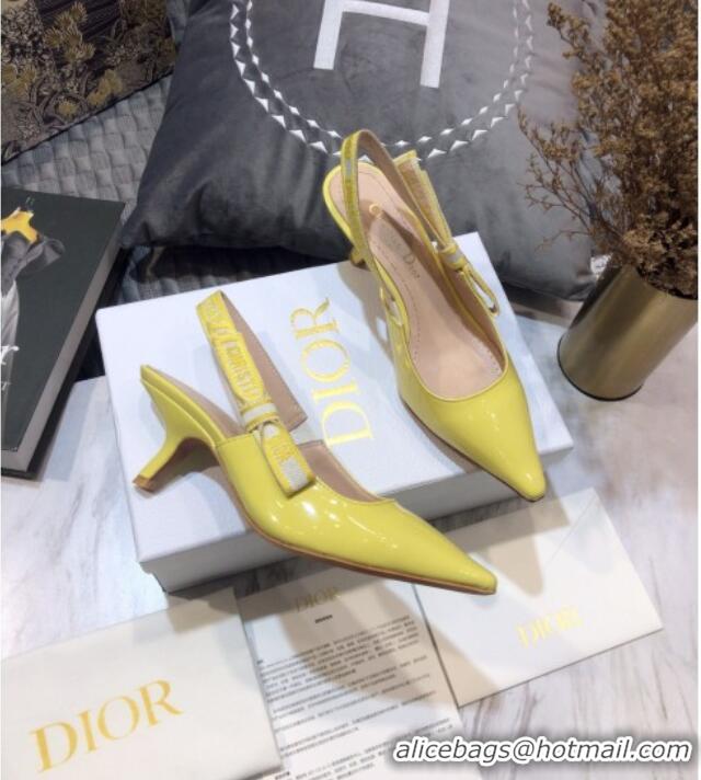 Stylish Dior J'Adior Slingback Pumps 6.5cm in Yellow Patent Calfskin 042738