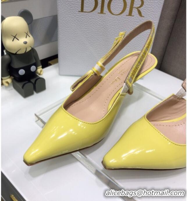 Stylish Dior J'Adior Slingback Pumps 6.5cm in Yellow Patent Calfskin 042738