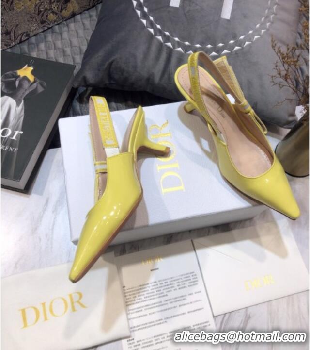 Stylish Dior J'Adior Slingback Pumps 6.5cm in Yellow Patent Calfskin 042738