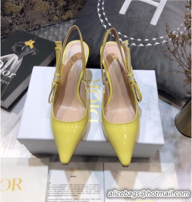 Stylish Dior J'Adior Slingback Pumps 6.5cm in Yellow Patent Calfskin 042738