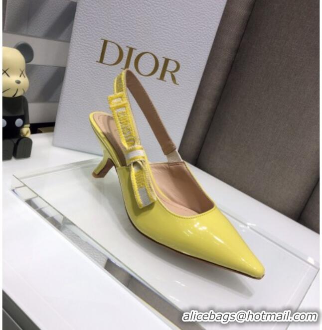 Stylish Dior J'Adior Slingback Pumps 6.5cm in Yellow Patent Calfskin 042738