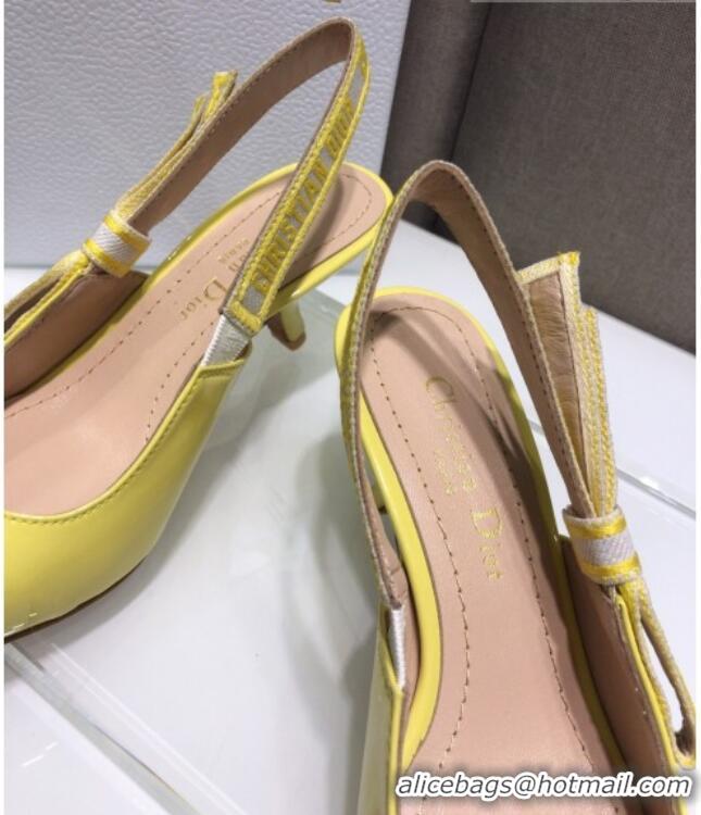 Stylish Dior J'Adior Slingback Pumps 6.5cm in Yellow Patent Calfskin 042738