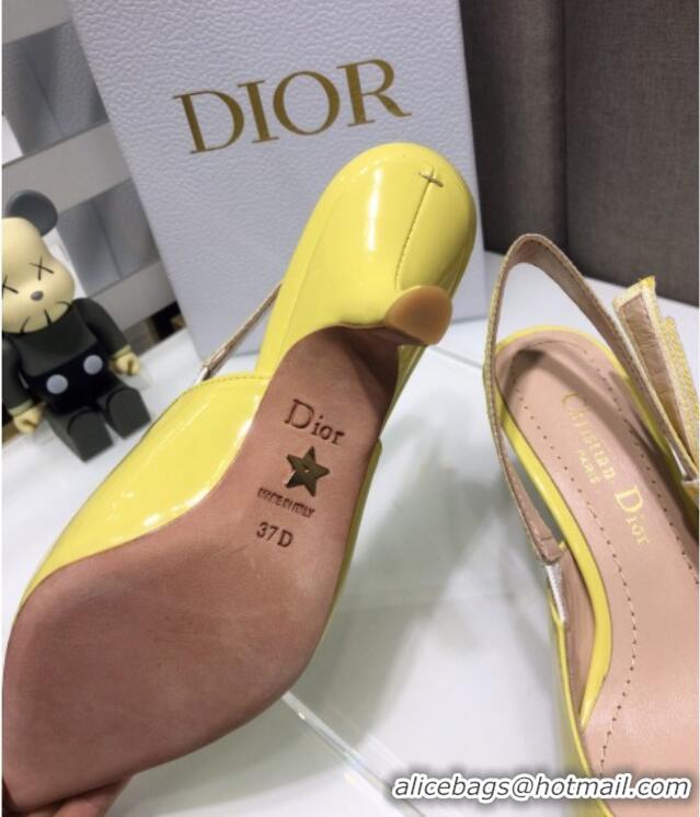 Stylish Dior J'Adior Slingback Pumps 6.5cm in Yellow Patent Calfskin 042738