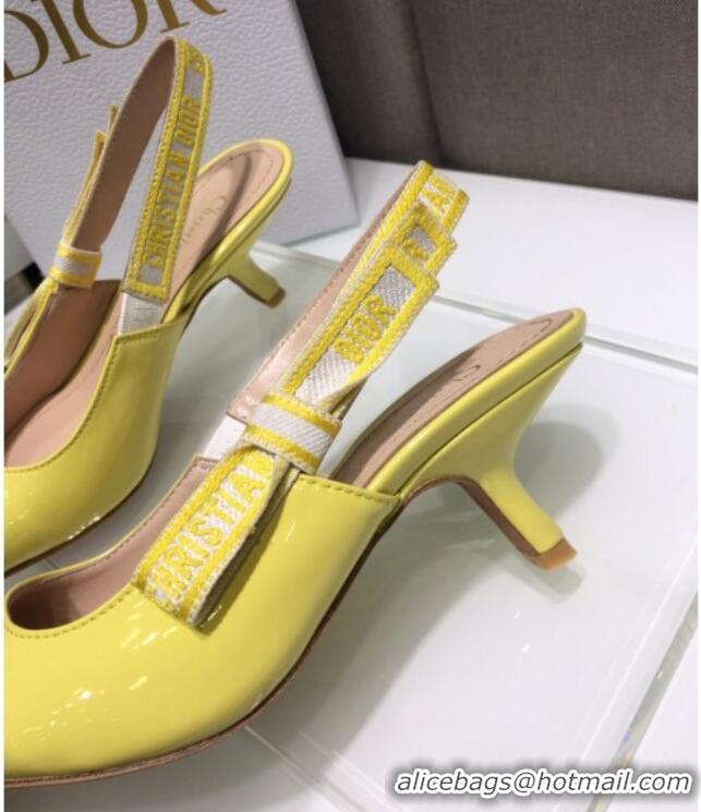 Stylish Dior J'Adior Slingback Pumps 6.5cm in Yellow Patent Calfskin 042738