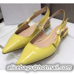 Practical Dior J'Adior Slingback Ballerinas Flats in Yellow Patent Calfskin 042738