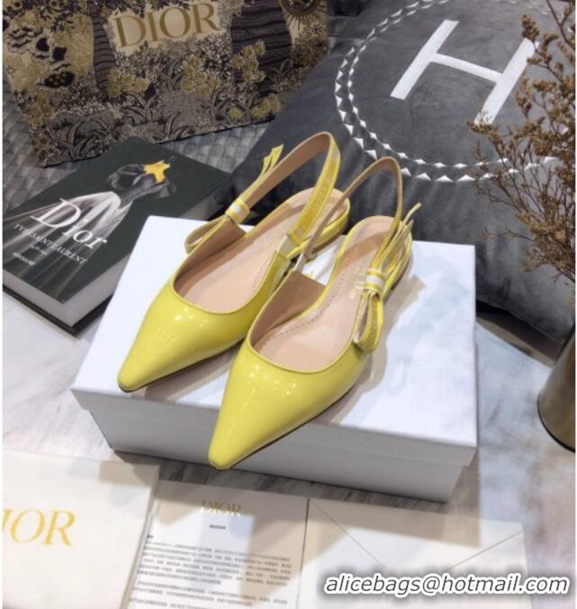 Practical Dior J'Adior Slingback Ballerinas Flats in Yellow Patent Calfskin 042738