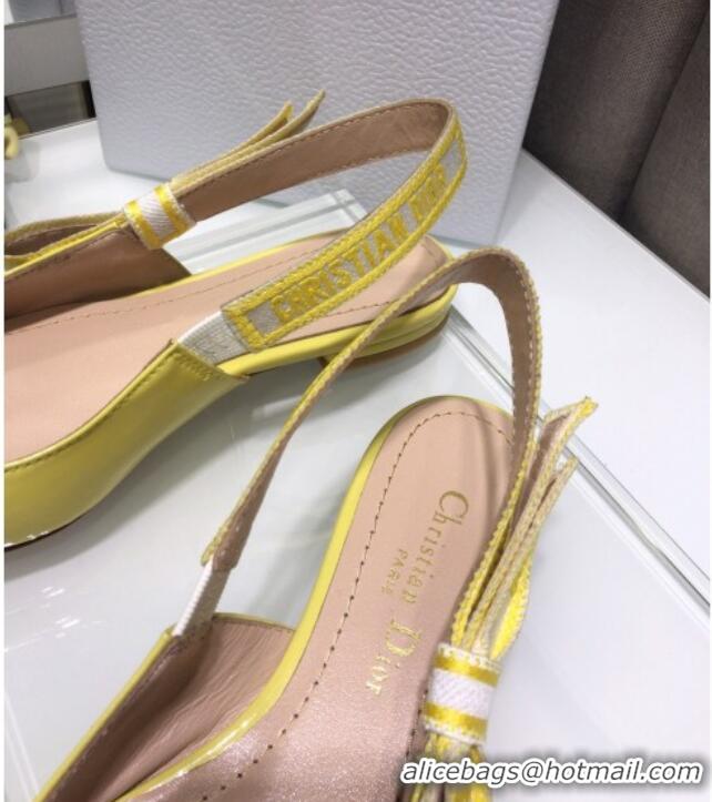 Practical Dior J'Adior Slingback Ballerinas Flats in Yellow Patent Calfskin 042738