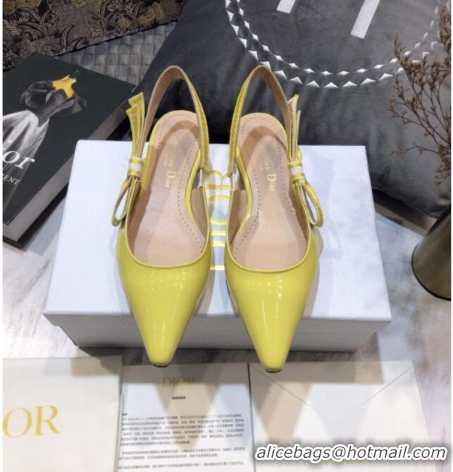 Practical Dior J'Adior Slingback Ballerinas Flats in Yellow Patent Calfskin 042738