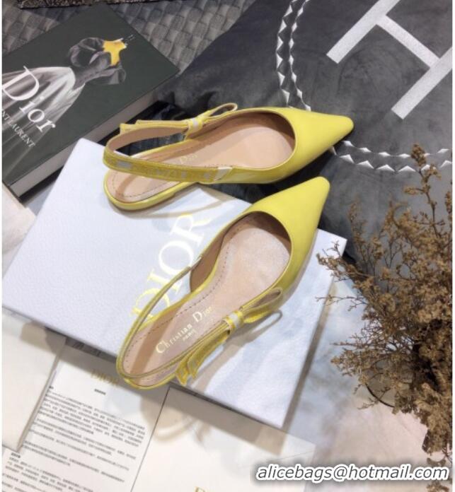 Practical Dior J'Adior Slingback Ballerinas Flats in Yellow Patent Calfskin 042738