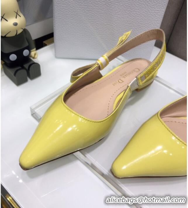 Practical Dior J'Adior Slingback Ballerinas Flats in Yellow Patent Calfskin 042738