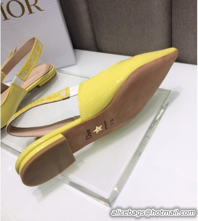 Practical Dior J'Adior Slingback Ballerinas Flats in Yellow Patent Calfskin 042738