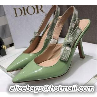 Classic Dior J'Adior Slingback Pumps 9.5cm in Green Patent Calfskin 042741