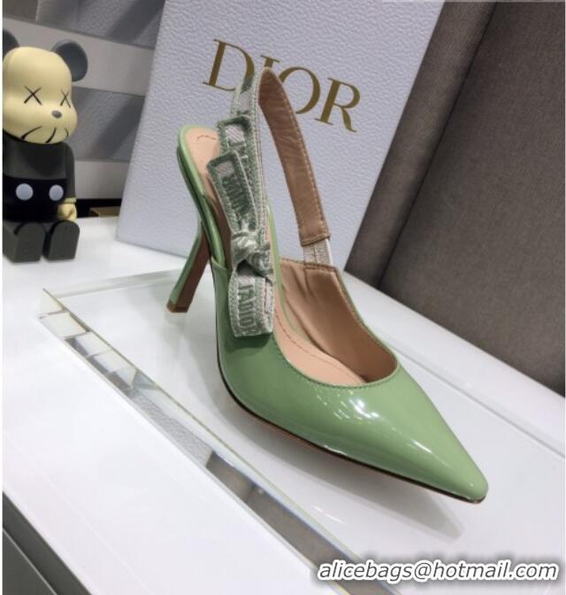 Classic Dior J'Adior Slingback Pumps 9.5cm in Green Patent Calfskin 042741