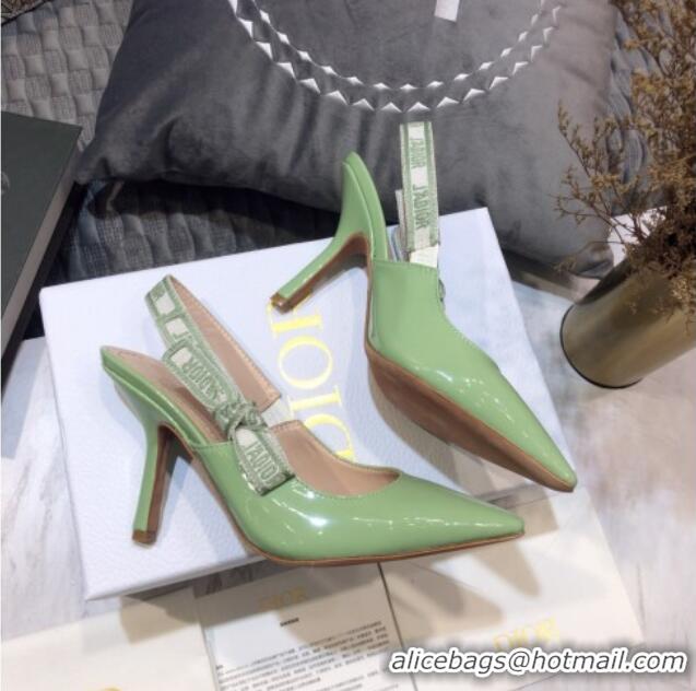 Classic Dior J'Adior Slingback Pumps 9.5cm in Green Patent Calfskin 042741