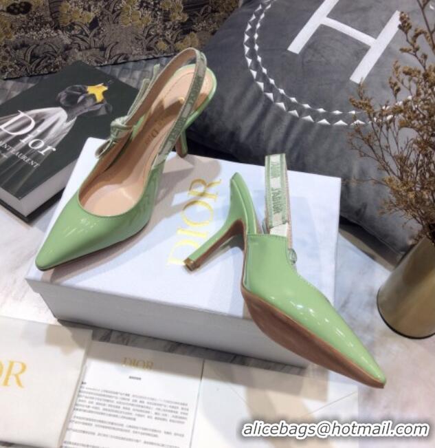 Classic Dior J'Adior Slingback Pumps 9.5cm in Green Patent Calfskin 042741