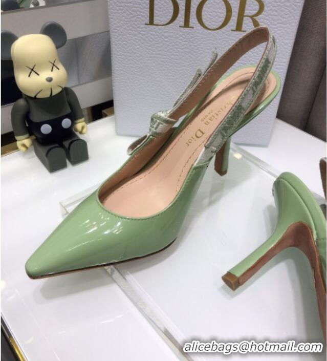 Classic Dior J'Adior Slingback Pumps 9.5cm in Green Patent Calfskin 042741