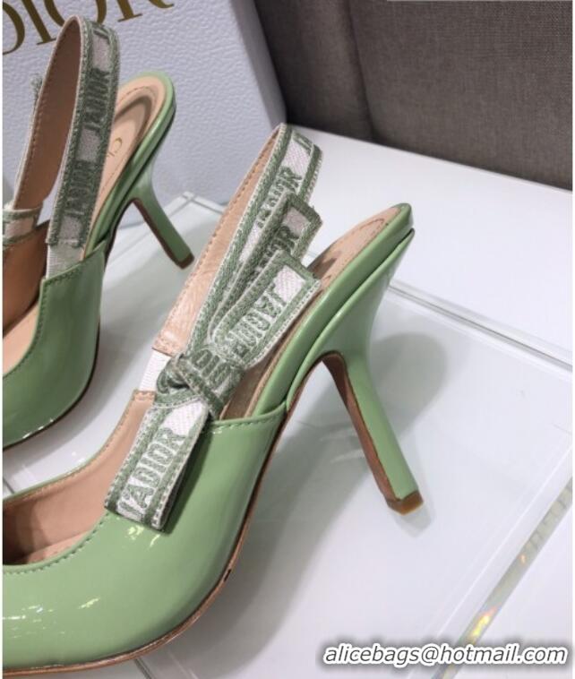 Classic Dior J'Adior Slingback Pumps 9.5cm in Green Patent Calfskin 042741