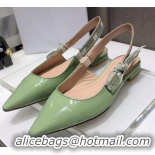 Elegant Dior J'Adior Slingback Ballerinas Flats in Green Patent Calfskin 042743