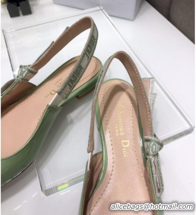 Elegant Dior J'Adior Slingback Ballerinas Flats in Green Patent Calfskin 042743