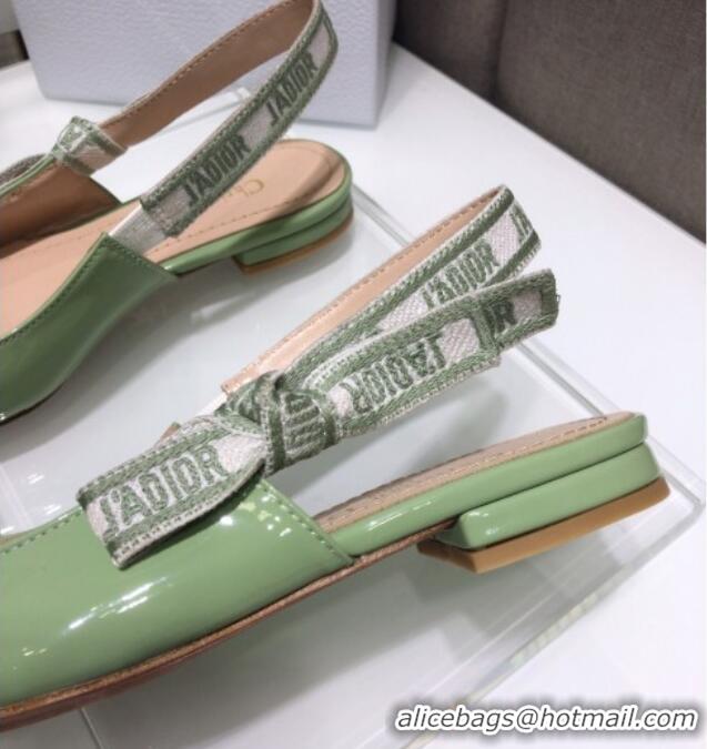 Elegant Dior J'Adior Slingback Ballerinas Flats in Green Patent Calfskin 042743