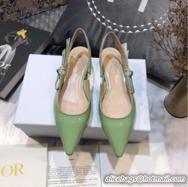 Elegant Dior J'Adior Slingback Ballerinas Flats in Green Patent Calfskin 042743