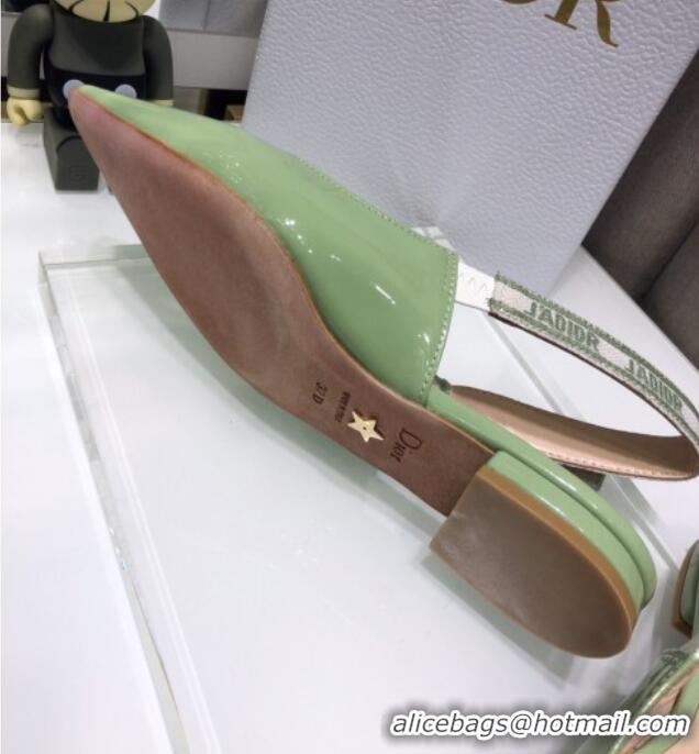 Elegant Dior J'Adior Slingback Ballerinas Flats in Green Patent Calfskin 042743