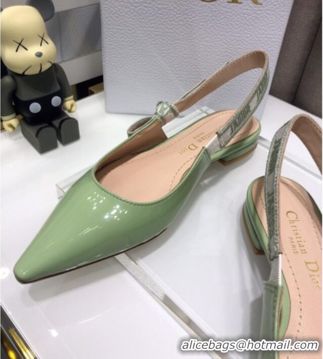 Elegant Dior J'Adior Slingback Ballerinas Flats in Green Patent Calfskin 042743