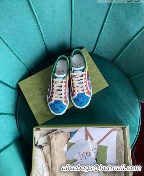 Buy Inexpensive Gucci Tennis 1977 GG Multicolour Low-Top Sneakers G0103 Green/Blue 2021