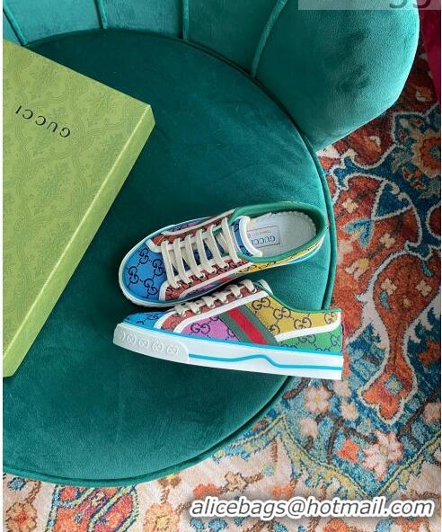 Buy Inexpensive Gucci Tennis 1977 GG Multicolour Low-Top Sneakers G0103 Green/Blue 2021