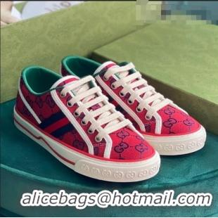 Promotional Gucci Tennis 1977 GG Multicolour Low-Top Sneakers G0103 Red 2021