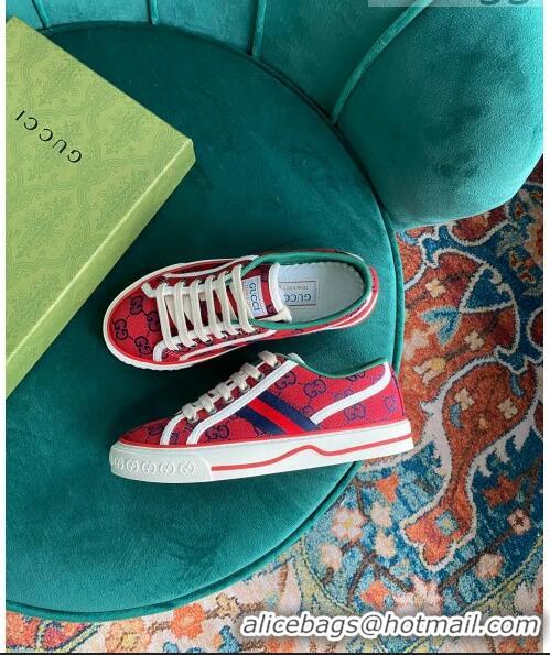 Promotional Gucci Tennis 1977 GG Multicolour Low-Top Sneakers G0103 Red 2021