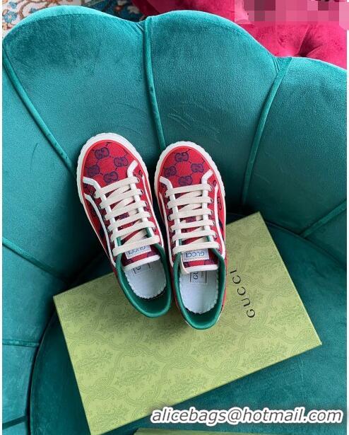 Promotional Gucci Tennis 1977 GG Multicolour Low-Top Sneakers G0103 Red 2021