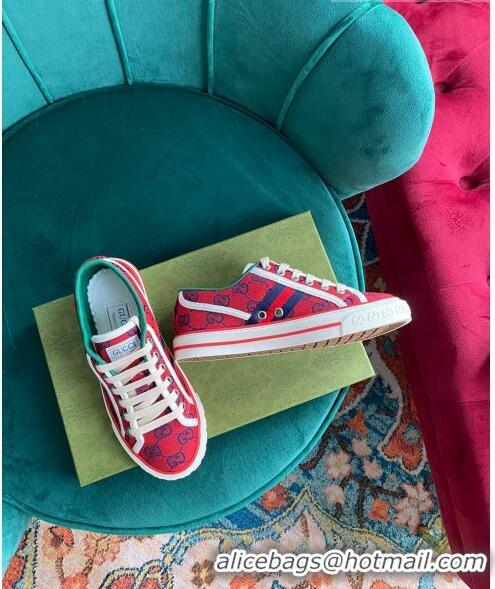 Promotional Gucci Tennis 1977 GG Multicolour Low-Top Sneakers G0103 Red 2021