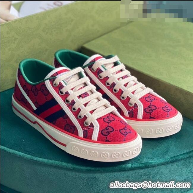 Promotional Gucci Tennis 1977 GG Multicolour Low-Top Sneakers G0103 Red 2021