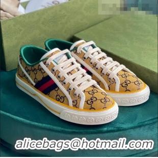 Top Design Gucci Tennis 1977 GG Multicolour Low-Top Sneakers G0103 Yellow 2021