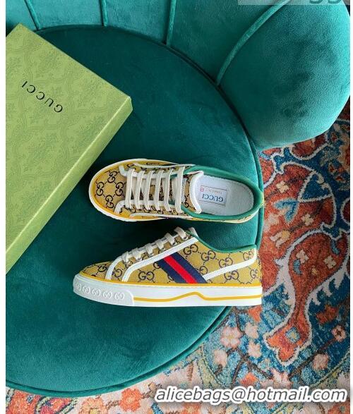 Top Design Gucci Tennis 1977 GG Multicolour Low-Top Sneakers G0103 Yellow 2021