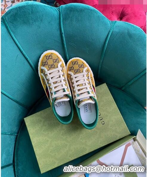 Top Design Gucci Tennis 1977 GG Multicolour Low-Top Sneakers G0103 Yellow 2021