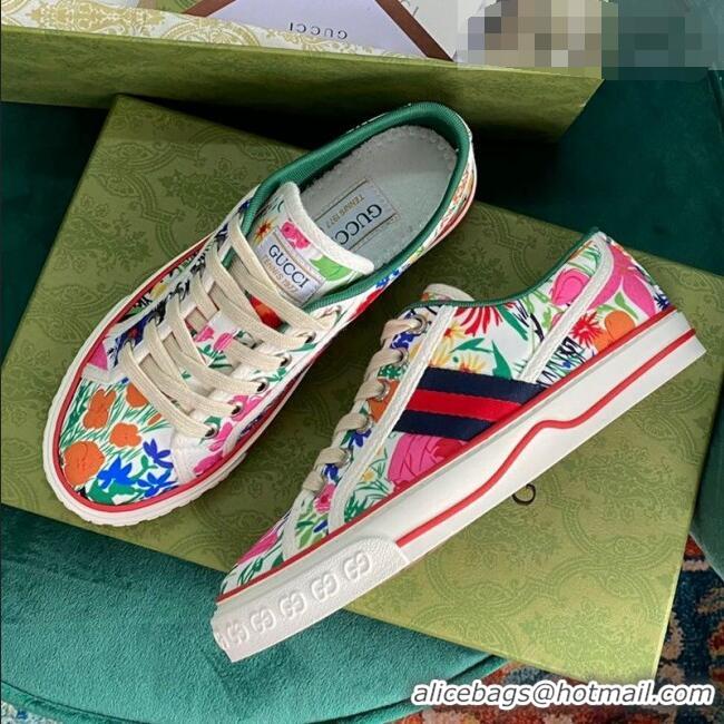 Promotional Gucci Flora Canvas Tennis 1977 Low-Top Sneaker G0104 Pink 2021