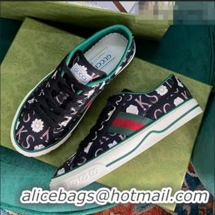 Famous Brand Gucci Print Canvas Tennis 1977 Low-Top Sneaker G0104 Black 2021