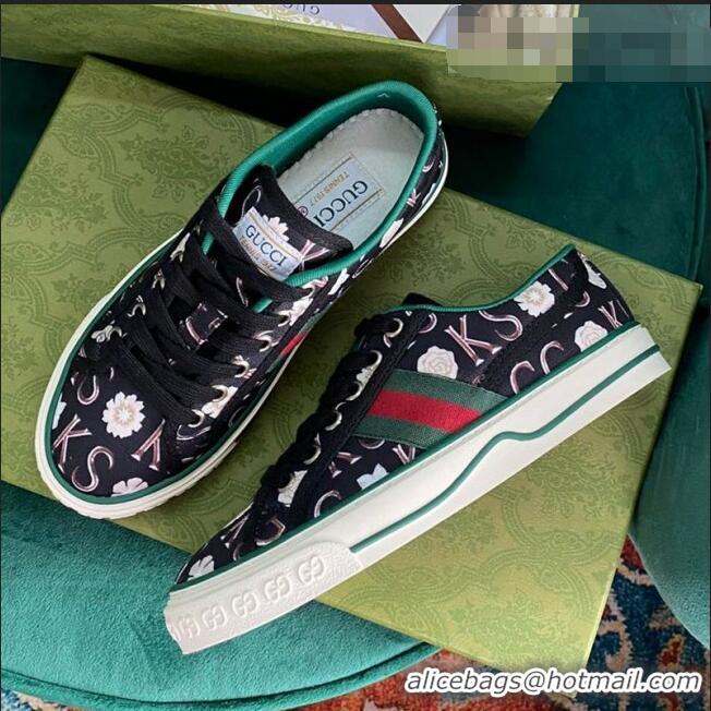 Famous Brand Gucci Print Canvas Tennis 1977 Low-Top Sneaker G0104 Black 2021