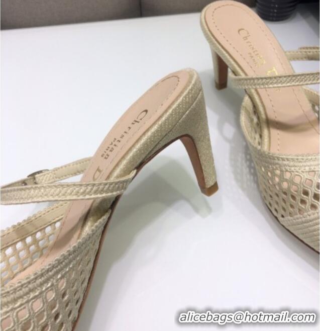 Affordable Price Dior D-Choc Heel Mules in White Mesh Embroidery 042745