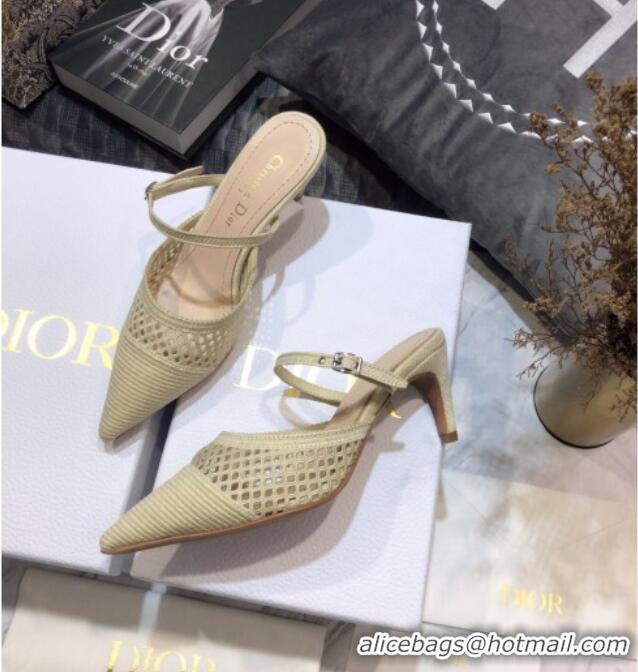 Affordable Price Dior D-Choc Heel Mules in White Mesh Embroidery 042745