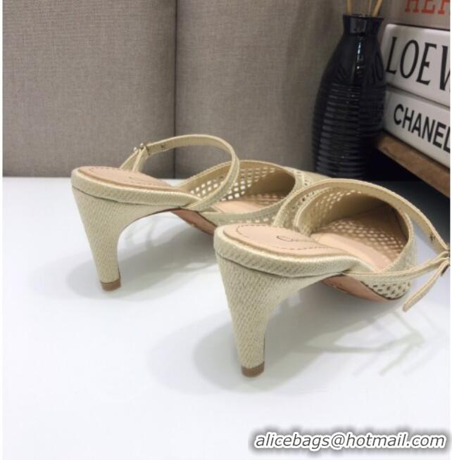 Affordable Price Dior D-Choc Heel Mules in White Mesh Embroidery 042745