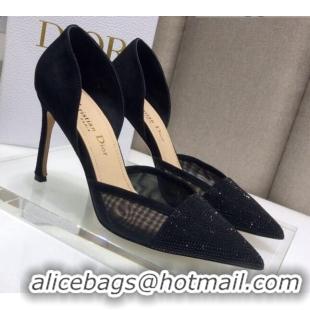 Low Price Dior Crystal Suede Pumps 7cm Black 042748