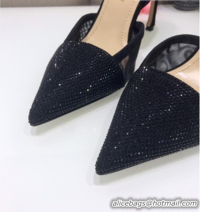 Low Price Dior Crystal Suede Pumps 7cm Black 042748