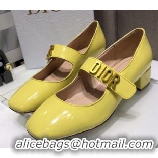 Best Product Dior Patent Calfskin Mary Janes Pumps 042750 Yellow 2021