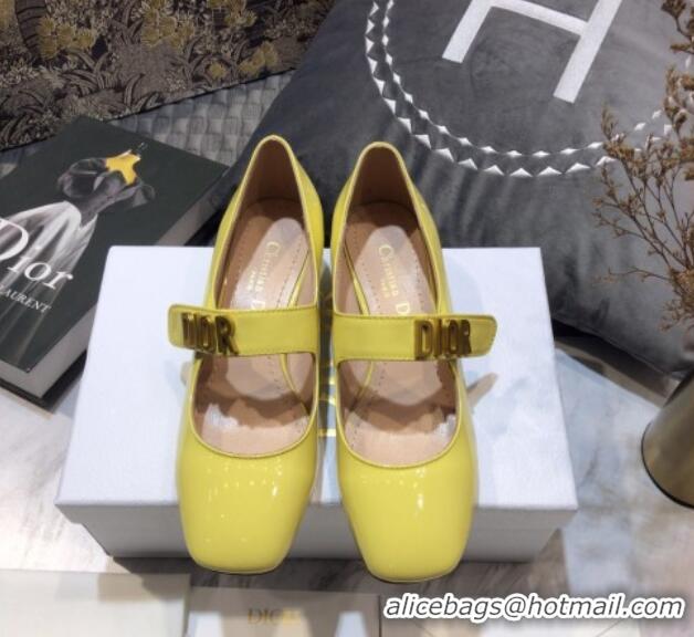 Best Product Dior Patent Calfskin Mary Janes Pumps 042750 Yellow 2021