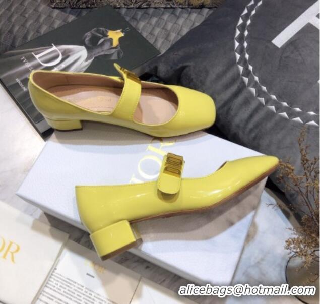 Best Product Dior Patent Calfskin Mary Janes Pumps 042750 Yellow 2021