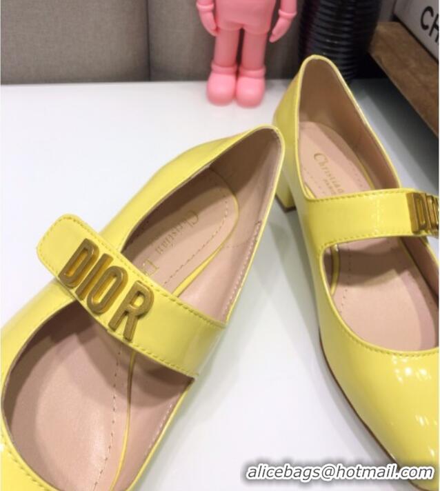 Best Product Dior Patent Calfskin Mary Janes Pumps 042750 Yellow 2021