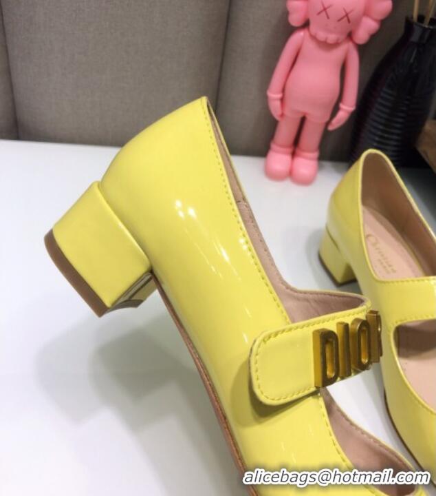 Best Product Dior Patent Calfskin Mary Janes Pumps 042750 Yellow 2021